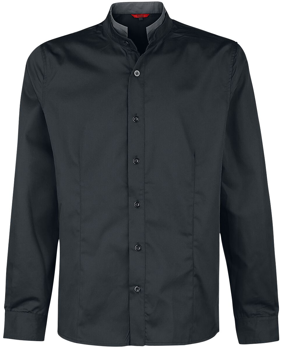 Banned Alternative - Gothic Langarmhemd - Double Collar Shirt - XL - für Männer - Größe XL - schwarz