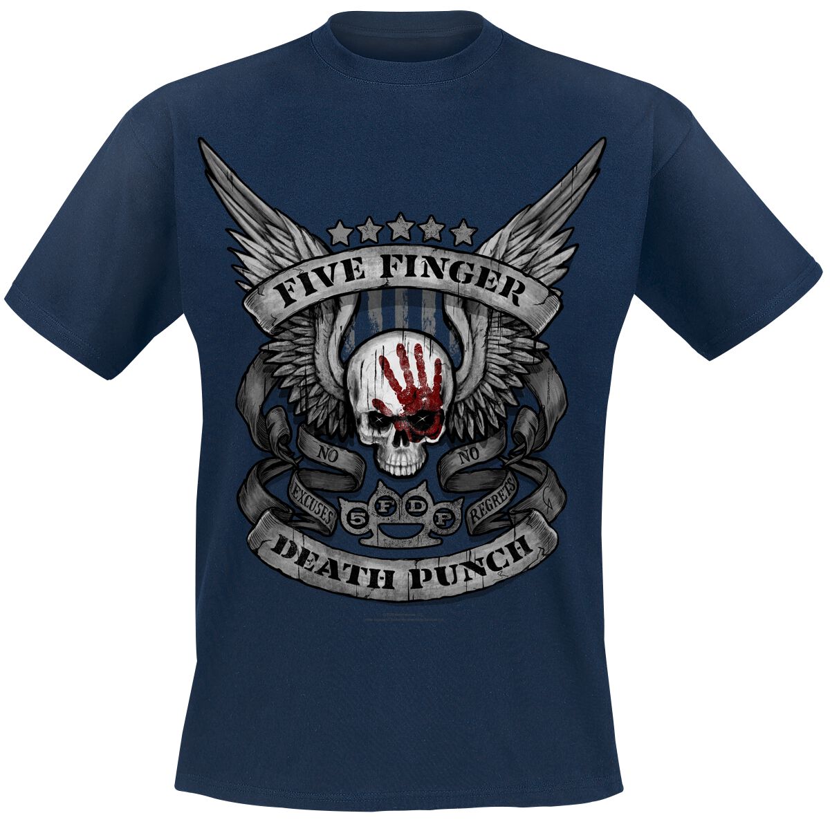 Five Finger Death Punch T-Shirt - No Regrets - XL bis XXL - für Männer - Größe XXL - navy  - Lizenziertes Merchandise!