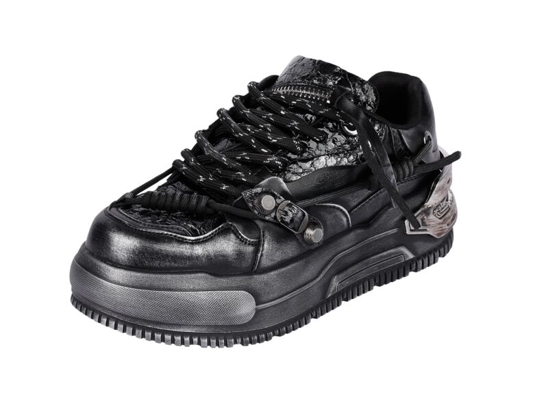 Denatured by KOI - Gothic Sneaker - Metamorphosis Men’s Distressed Platform Trainers - Black Fade - EU41 bis EU46 - für Männer - Größe EU43 - schwarz