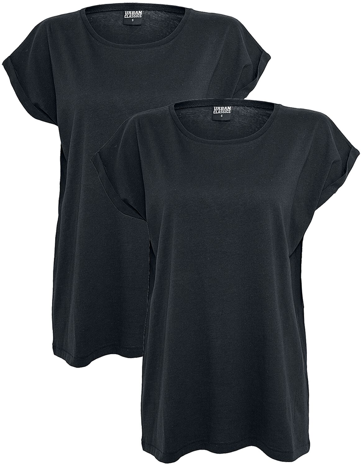 Levně Urban Classics Balení 2 ks dámských triček s rozšířenými rameny Dámské tričko černá