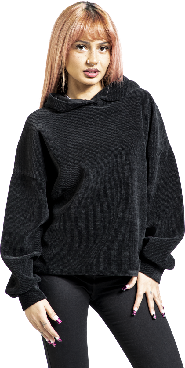 Thumbnail - RED by EMP Cosy Cord Kapuzenpullover schwarz in S