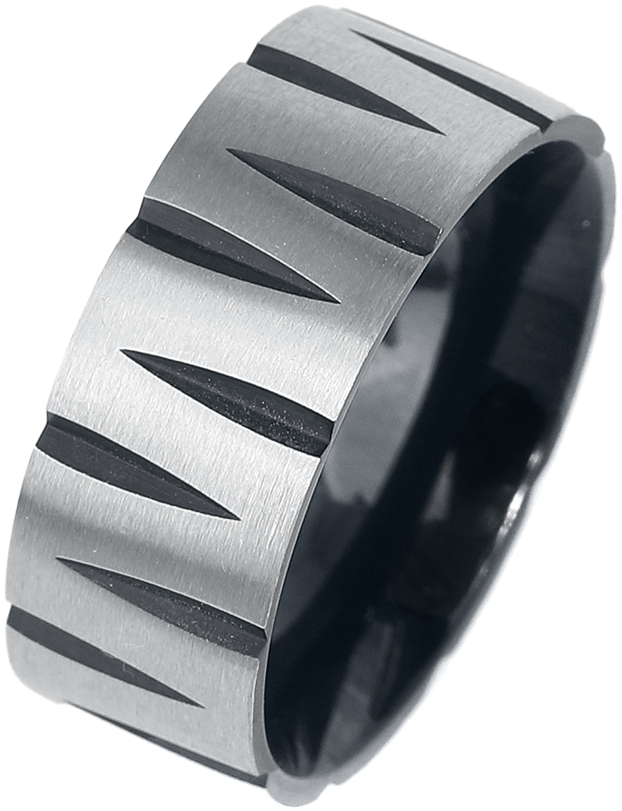 etNox Kerben Ring schwarz silberfarben