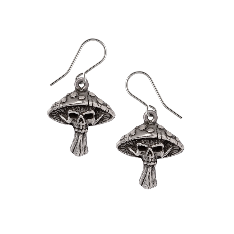 Alchemy Gothic Gothic Earrings - Death Cap (Mushroom) - silver-coloured