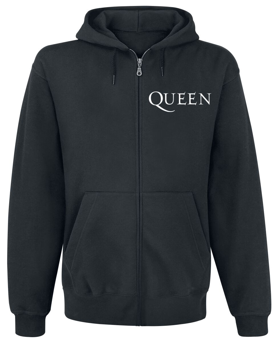 Levně Queen Crest Vintage Mikina s kapucí na zip černá