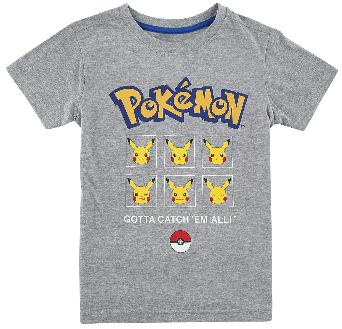 Pokémon Kids - Pikachu Faces T-Shirt mottled grey