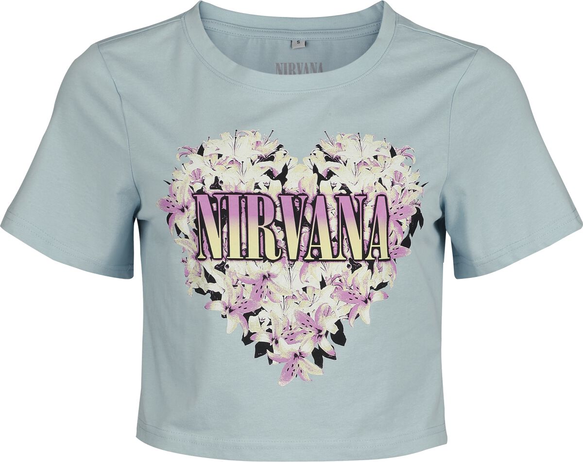Nirvana T-shirt - Flower Heart - XS till XL - Damer - blå