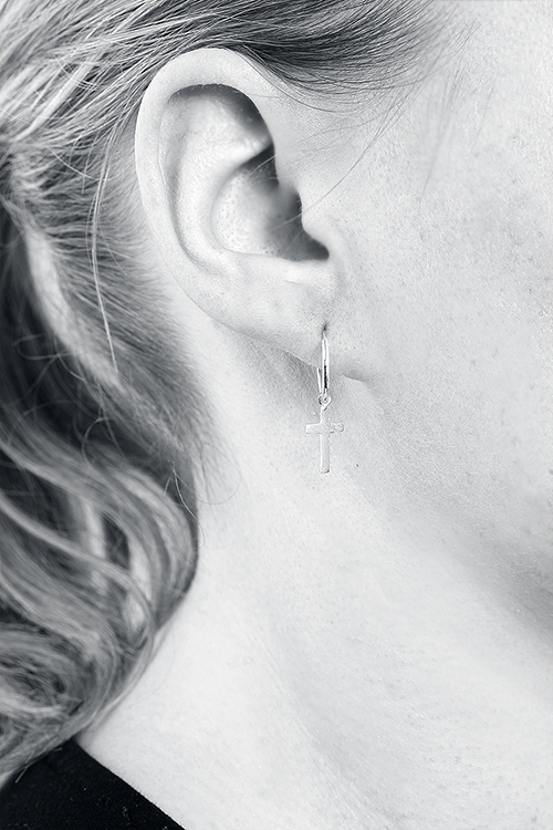 etNox Kreuz Ohrring silberfarben