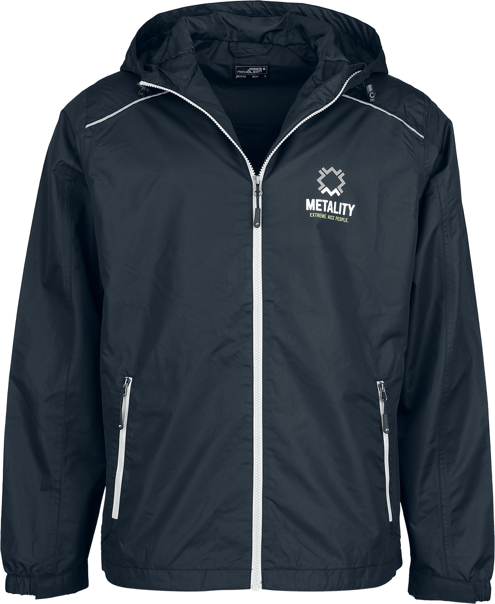 4068143377287 - Herren Rain Jacket Kapuzenjacke schwarz silberfarben in S