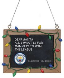 Tafelschild, Manchester City, Weihnachtskugeln