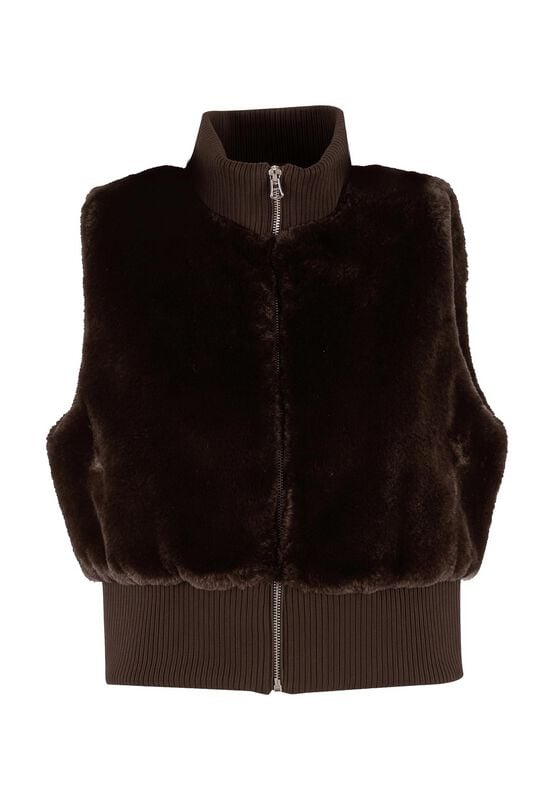 Urban Classics Ladies Short Sherpa Vest Weste braun in L