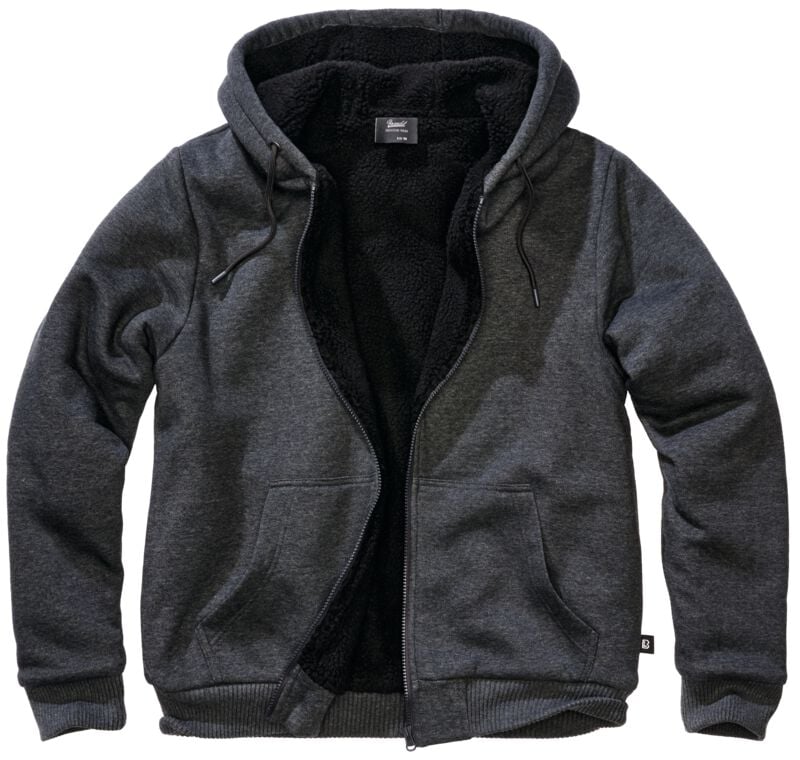 4051773271001 - Sweatjacket Teddylining Kapuzenpullover schwarz meliert in XL