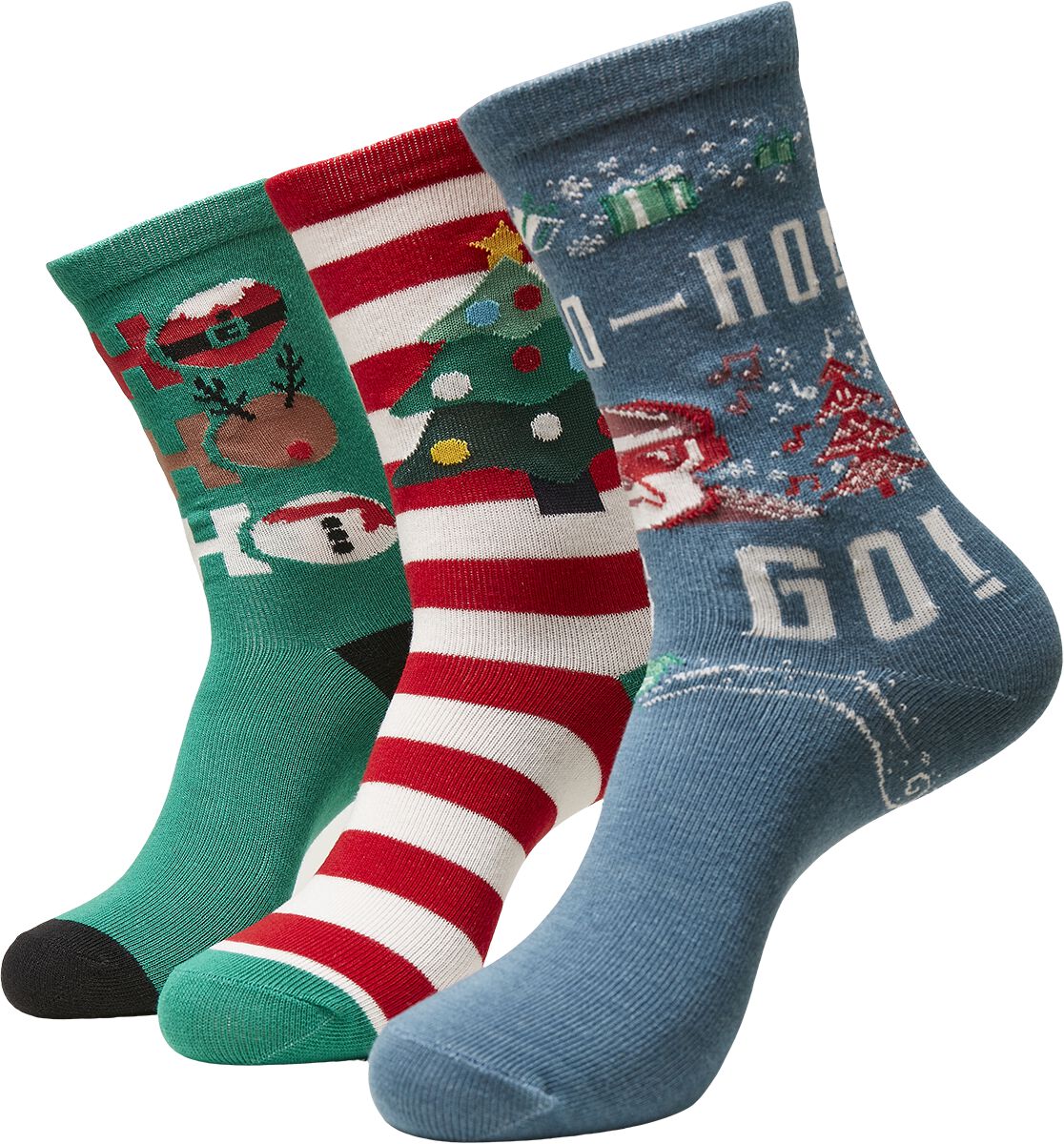 Image of Urban Classics Ho Ho Ho Christmas Socks 3-Pack Socken multicolor