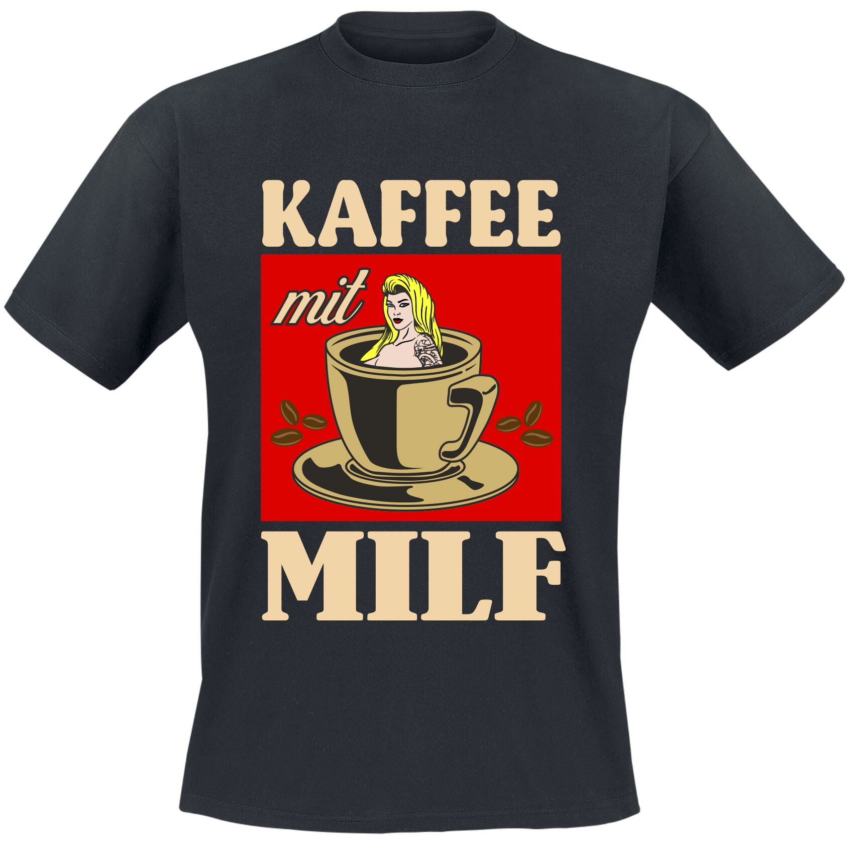 Sprüche Kaffee mit Milf T-Shirt schwarz Sprüche Kaffee mit Milf T-Shirt schwarz