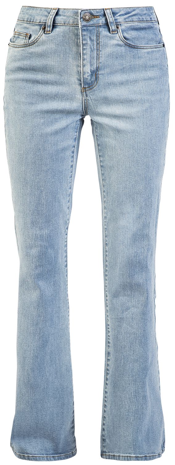 Image of Jeans di Urban Classics - Ladies High Waist Flared Denim Trousers - W27L30 - Donna - blu