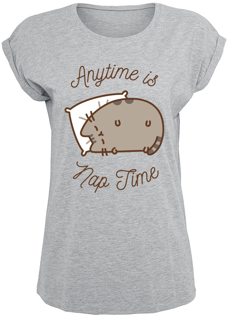 T-Shirt Manches courtes de Pusheen - Anytime Is Nap Time - XS - pour Femme - gris chiné