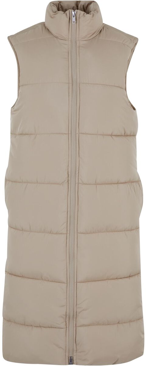Urban Classics Weste - Ladies Long Puffer Vest - XS bis 4XL - für Damen - Größe 3XL - sand
