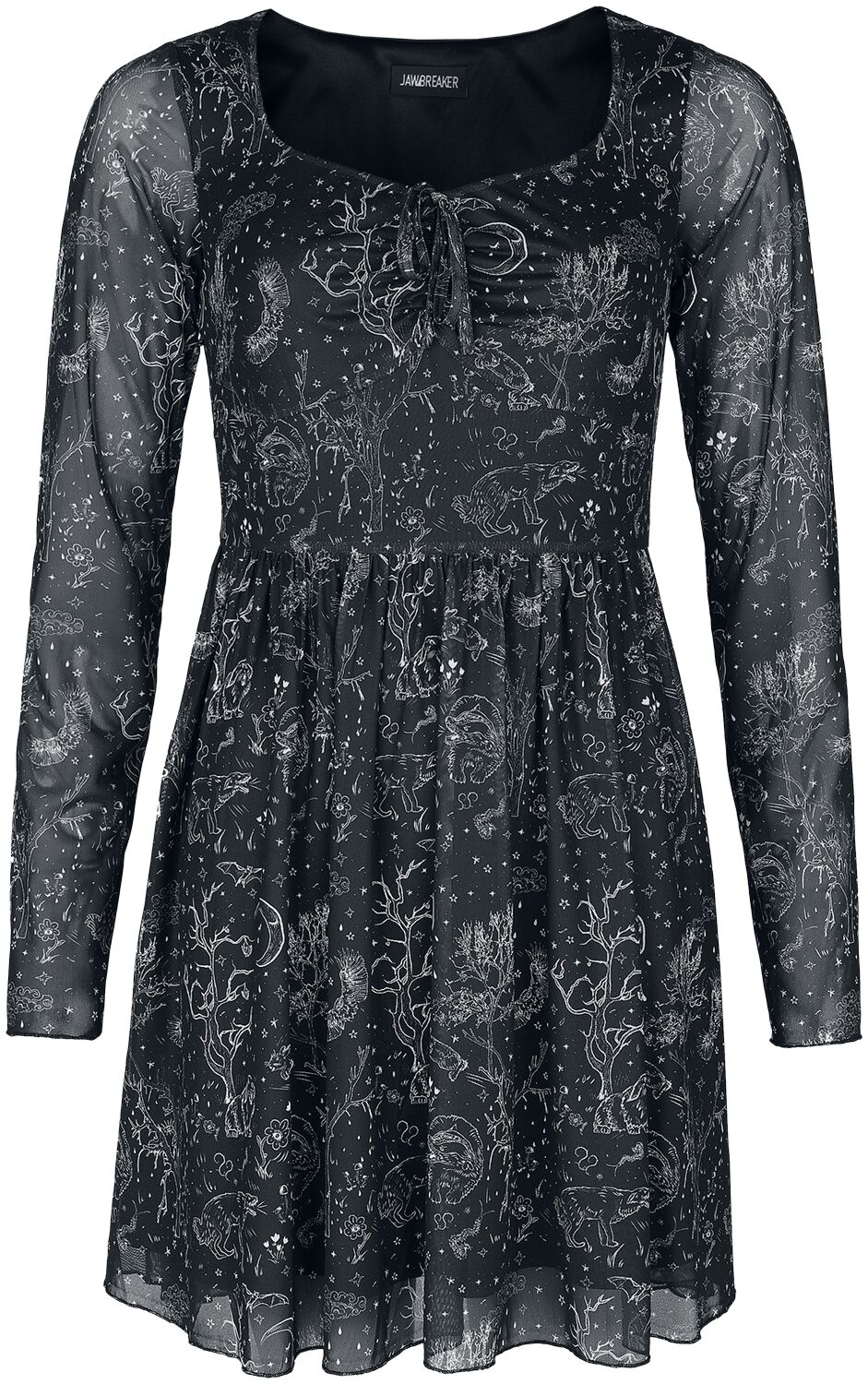 Robe courte Gothic de Jawbreaker - Night Forest Mesh Dress - XS à 4XL - pour Femme - noir/blanc