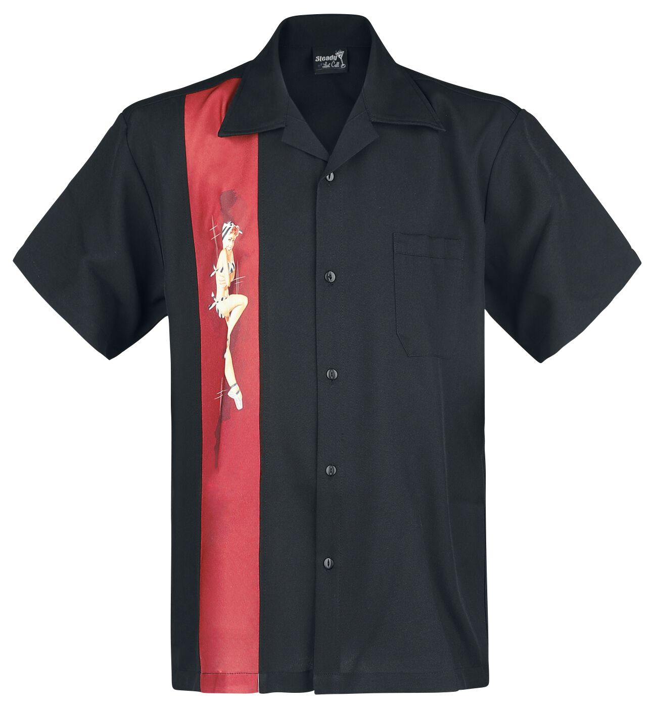 Steady Clothing Single Pin Up Panel Shirt Short-sleeved Shirt black