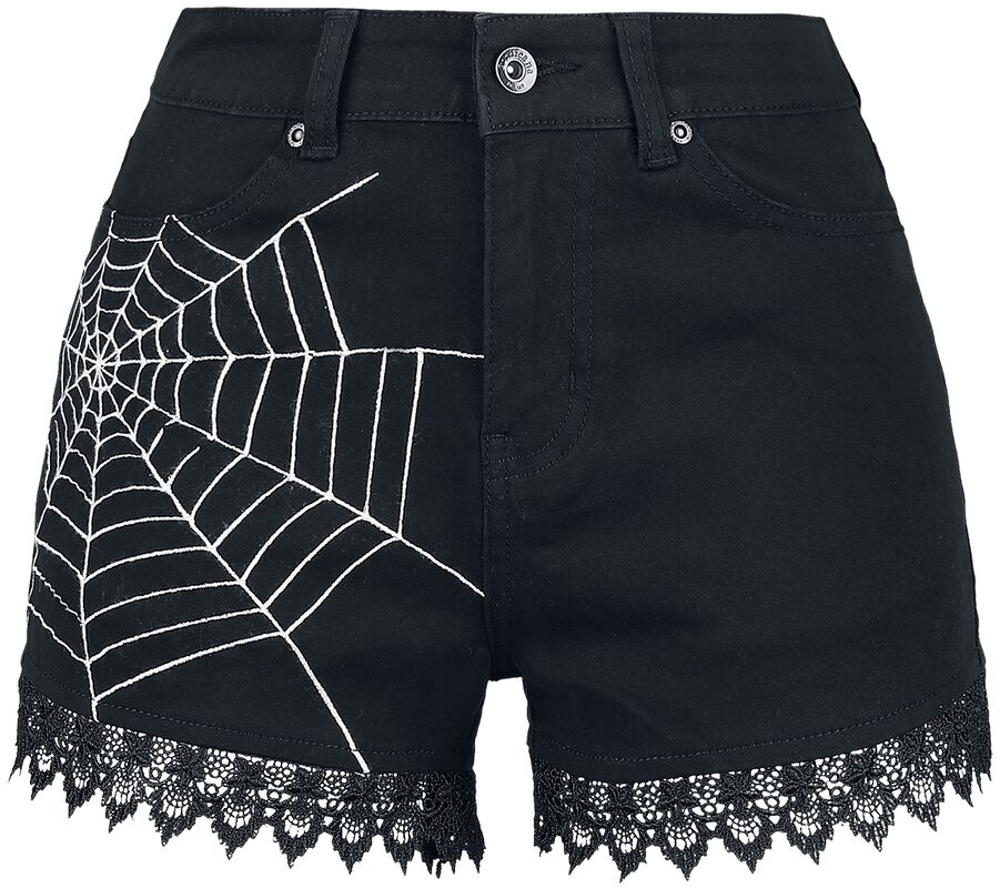 Schwarze Shorts mit Print und Spitzensaumkante