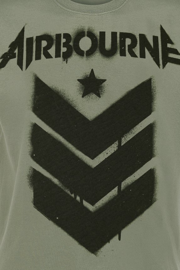 Airbourne T-Shirt - Stencil Stripes - S bis XXL - für Männer - Größe XXL - oliv  - Lizenziertes Merchandise!