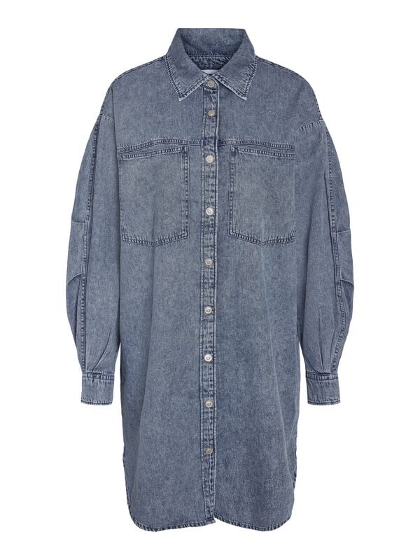 Noisy May Kleid knielang - NMENZA RICA LS SHIRT DRESS MG004MB NOOS - XS bis XL - für Damen - Größe M - blau