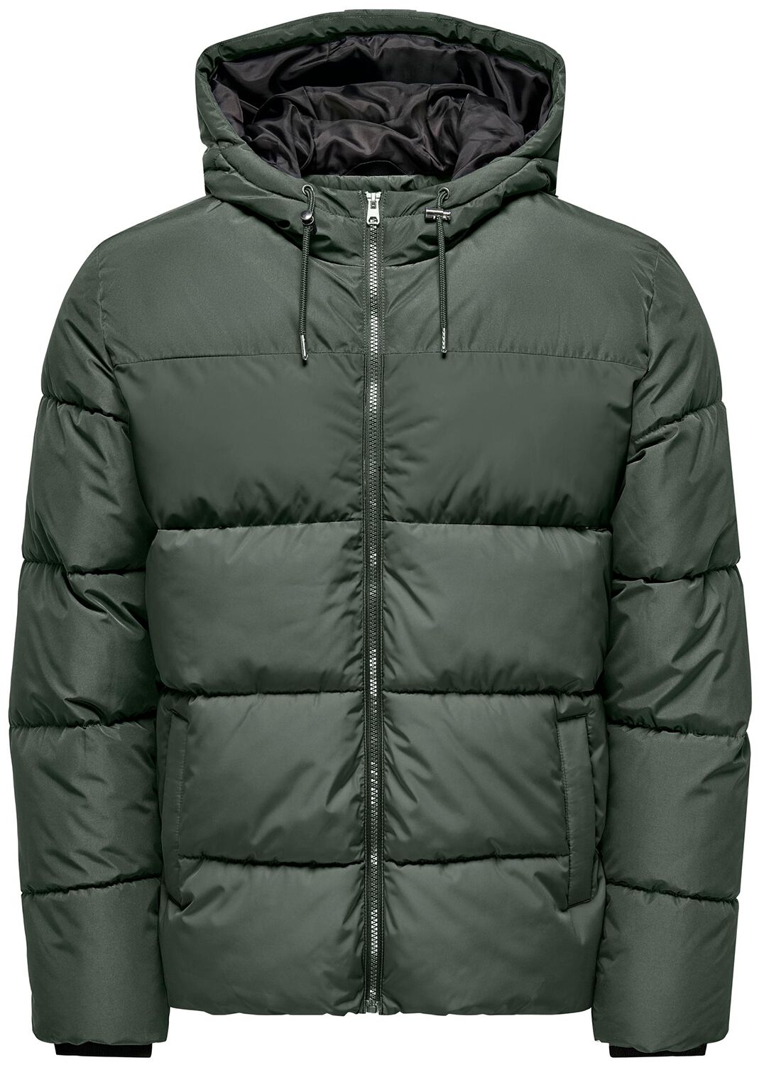 Image of Giacca invernale di ONLY and SONS - ONSMELVIN LIFE HOOD PUFFER JACKET OTW VD - S a XXL - Uomo - verde scuro