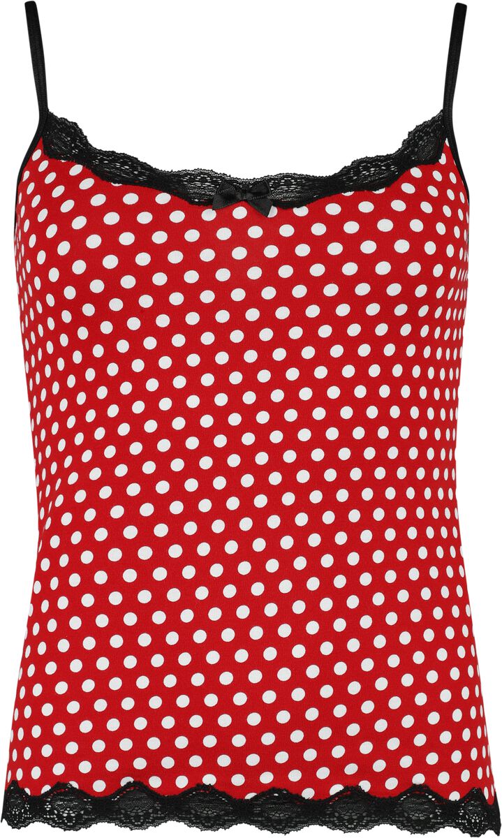 Image of Top Rockabilly di Pussy Deluxe - Dotties Classic Top - XS a XXL - Donna - rosso/bianco