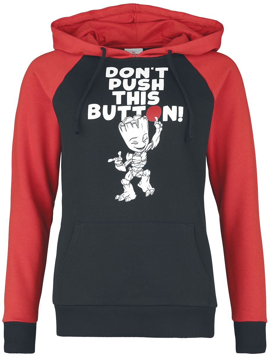 Guardians Of The Galaxy Don’t push this button! Hooded sweater black red