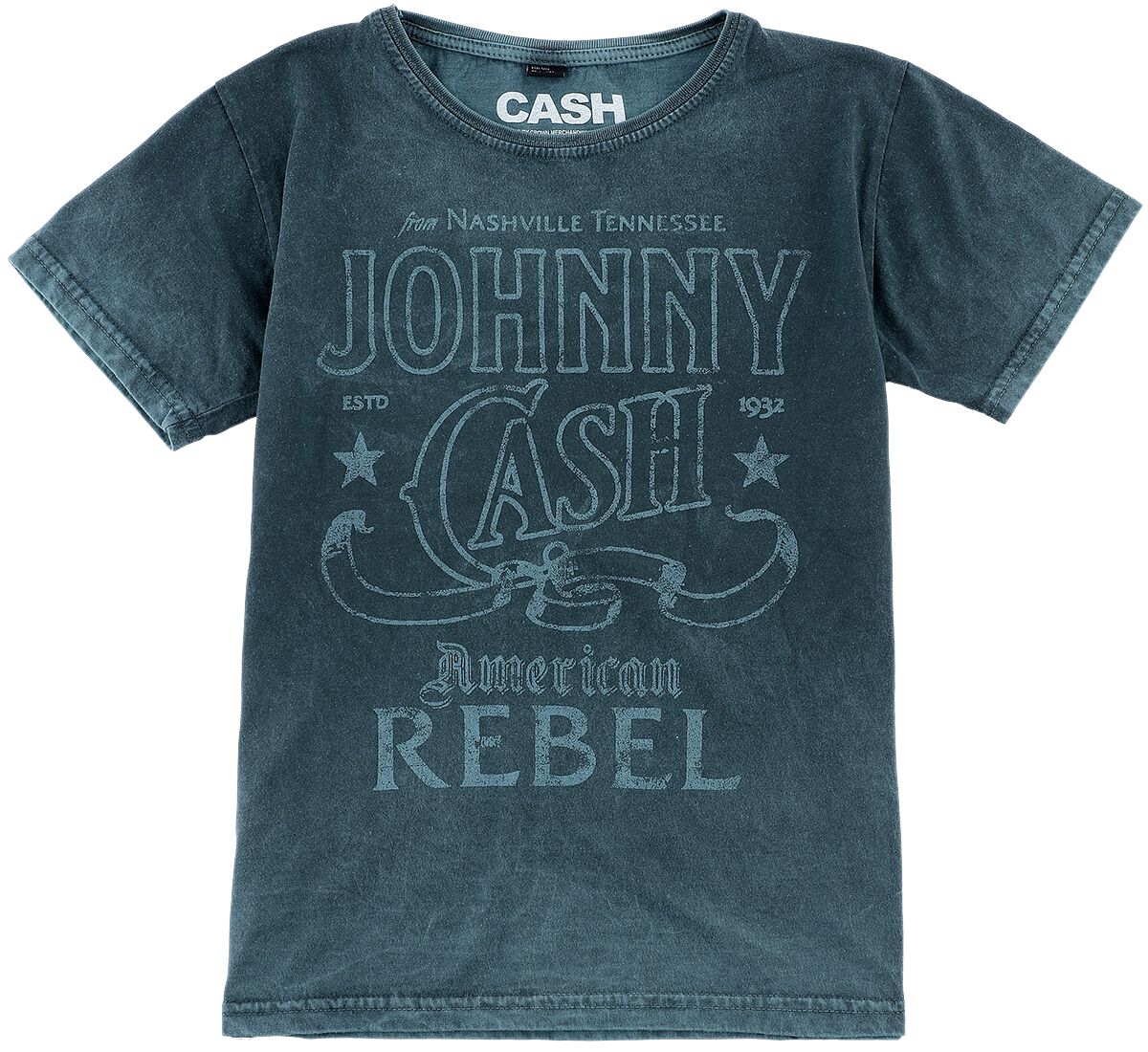 T-shirt de Johnny Cash - Kids - American Rebel - 110/116 à 158/164 - pour filles & garçonse - bleu