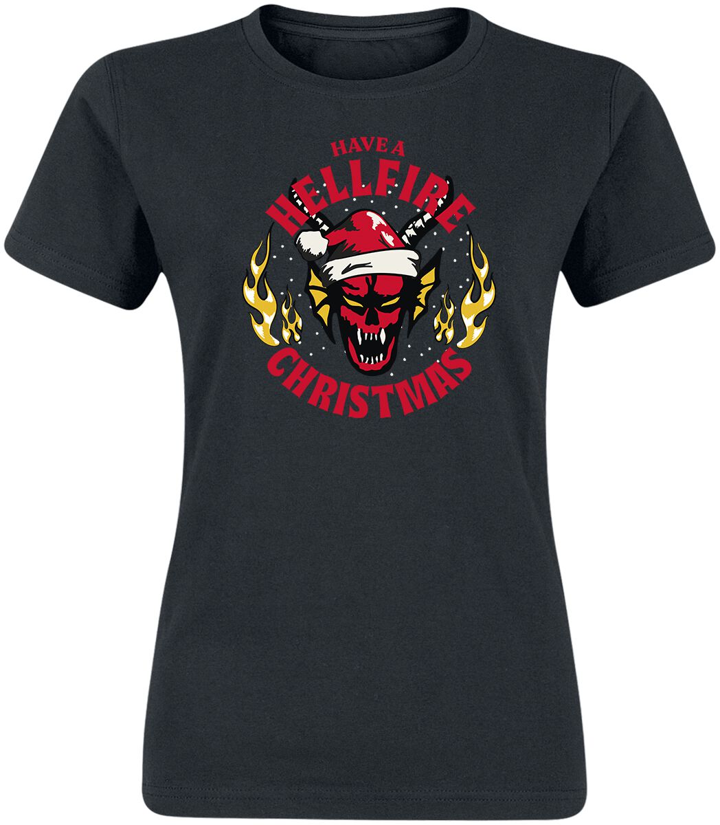 Stranger Things Hellfire Christmas T-Shirt black
