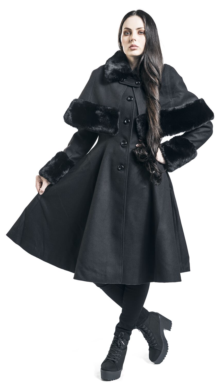 Hell Bunny Capulet Coat - Cappotto Lungo Donna Rosso - Abbigliamento Rock E Gothic, Vestibilità Normale