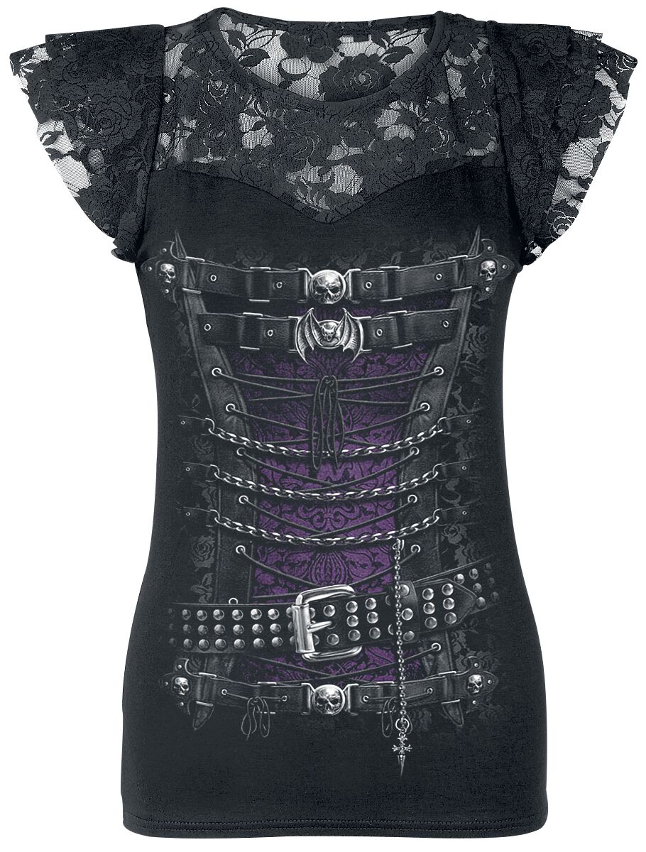 Spiral - Gothic T-Shirt - Waisted Corset - S bis XXL - für Damen - Größe L - schwarz