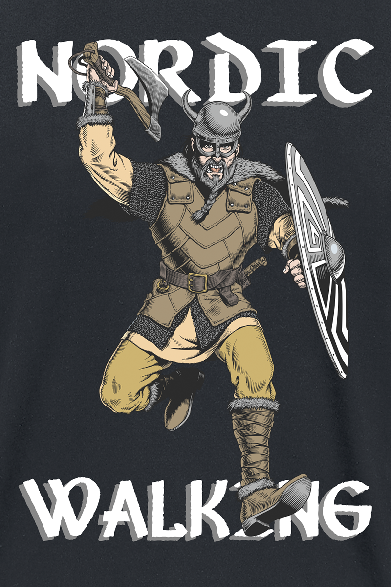 Sprüche Nordic Walking T-Shirt schwarz