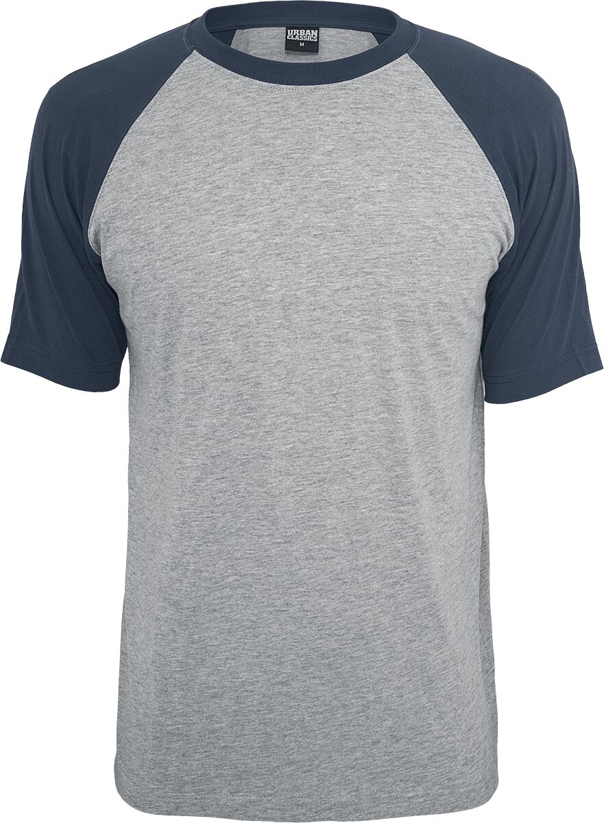 Urban Classics T-Shirt - Raglan Contrast Tee - S bis 5XL - für Männer - Größe 4XL - grau meliert/navy