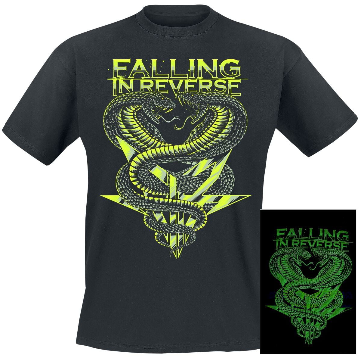 Falling In Reverse T-Shirt - Cobra - Glow In The Dark - S bis 5XL - für Männer - Größe 5XL - schwarz  - Lizenziertes Merchandise!