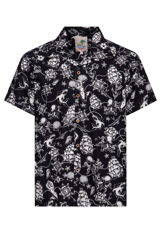 4065409324627 - Sailor Hawaii Shirt Kurzarmhemd schwarz in 3XL
