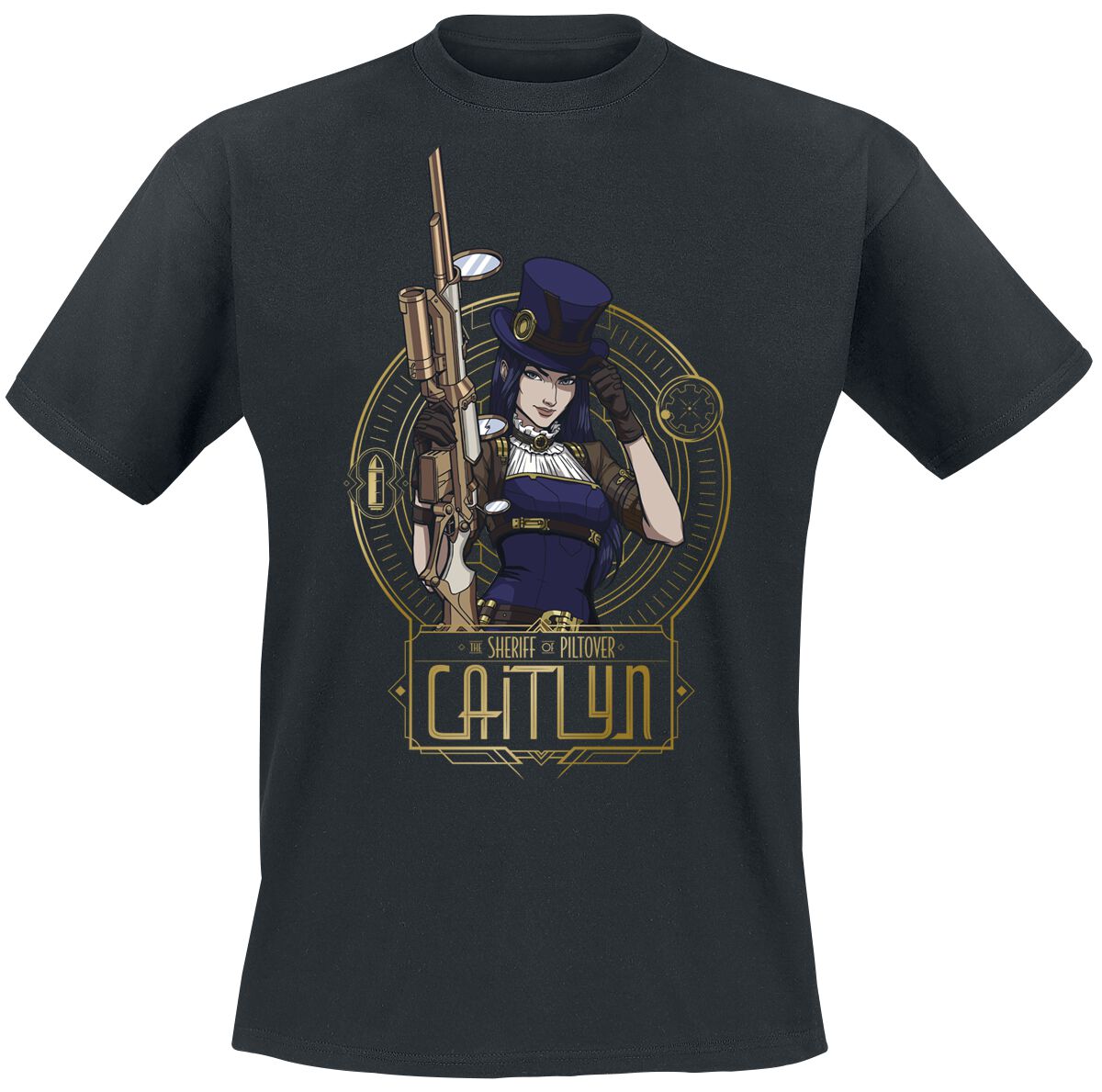 T-Shirt Manches courtes Gaming de League of Legends - Arcane - Caitlyn - L - pour Homme - noir