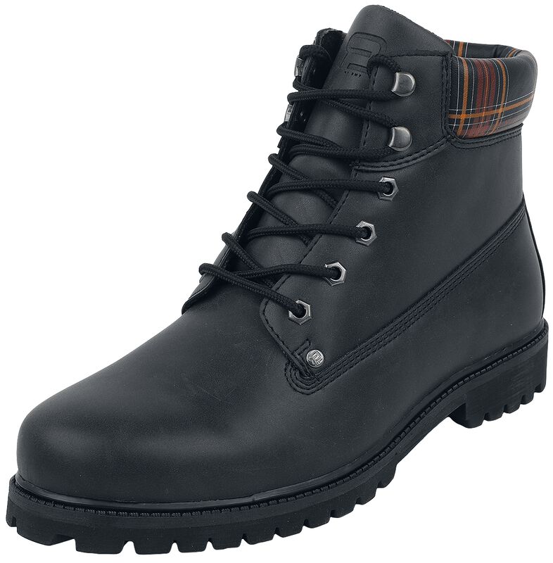 Schwarze Boots mit Farbmuster