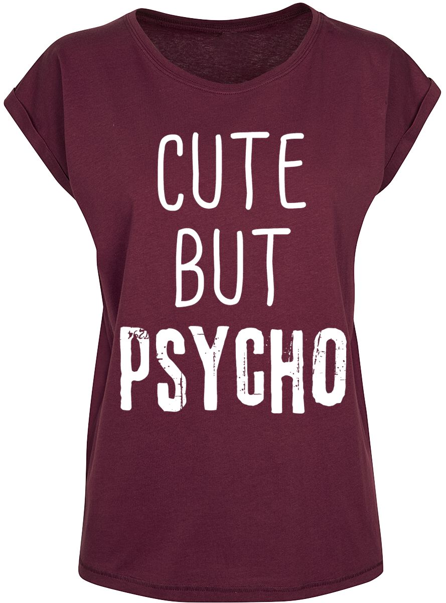 T-Shirt Manches courtes Fun de Cute But Psycho - - S à 3XL - pour Femme - bordeaux