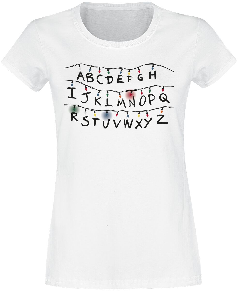 T-Shirt Manches courtes de Stranger Things - Guirlande & Alphabet - S à XXL - pour Femme - blanc