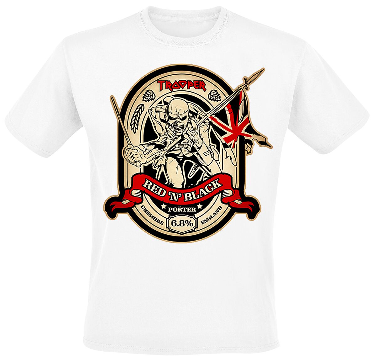 Iron Maiden Red N Black Sword T Shirt weiß  - Onlineshop EMP