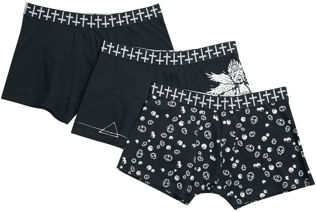 Image of Set di boxer di Gothicana by EMP - Set of three pairs of boxers with prints - S a 5XL - Uomo - nero