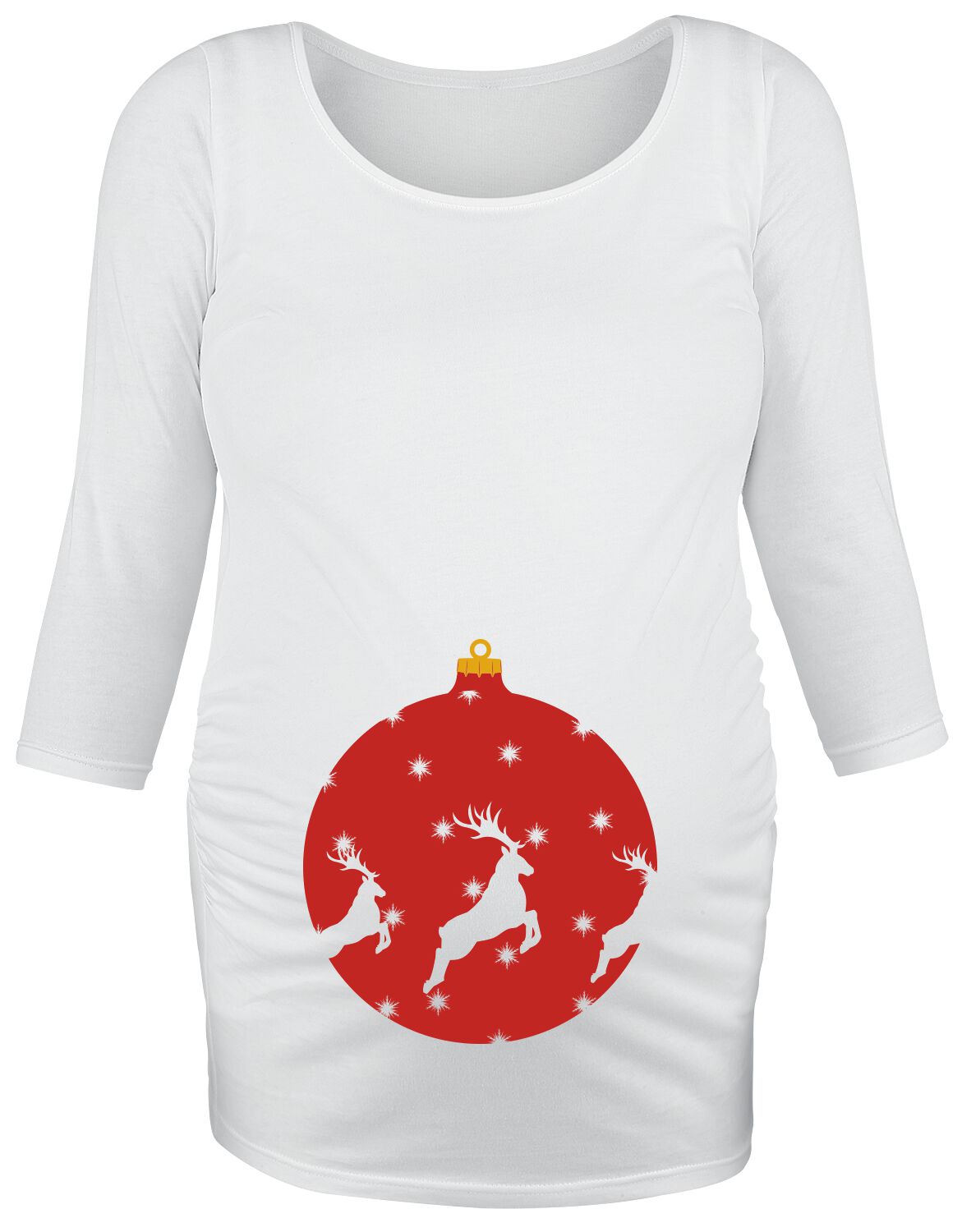 T-shirt manches longues Fun de Vêtements de maternité - Boule de Noël - S à 3XL - pour Femme - blanc