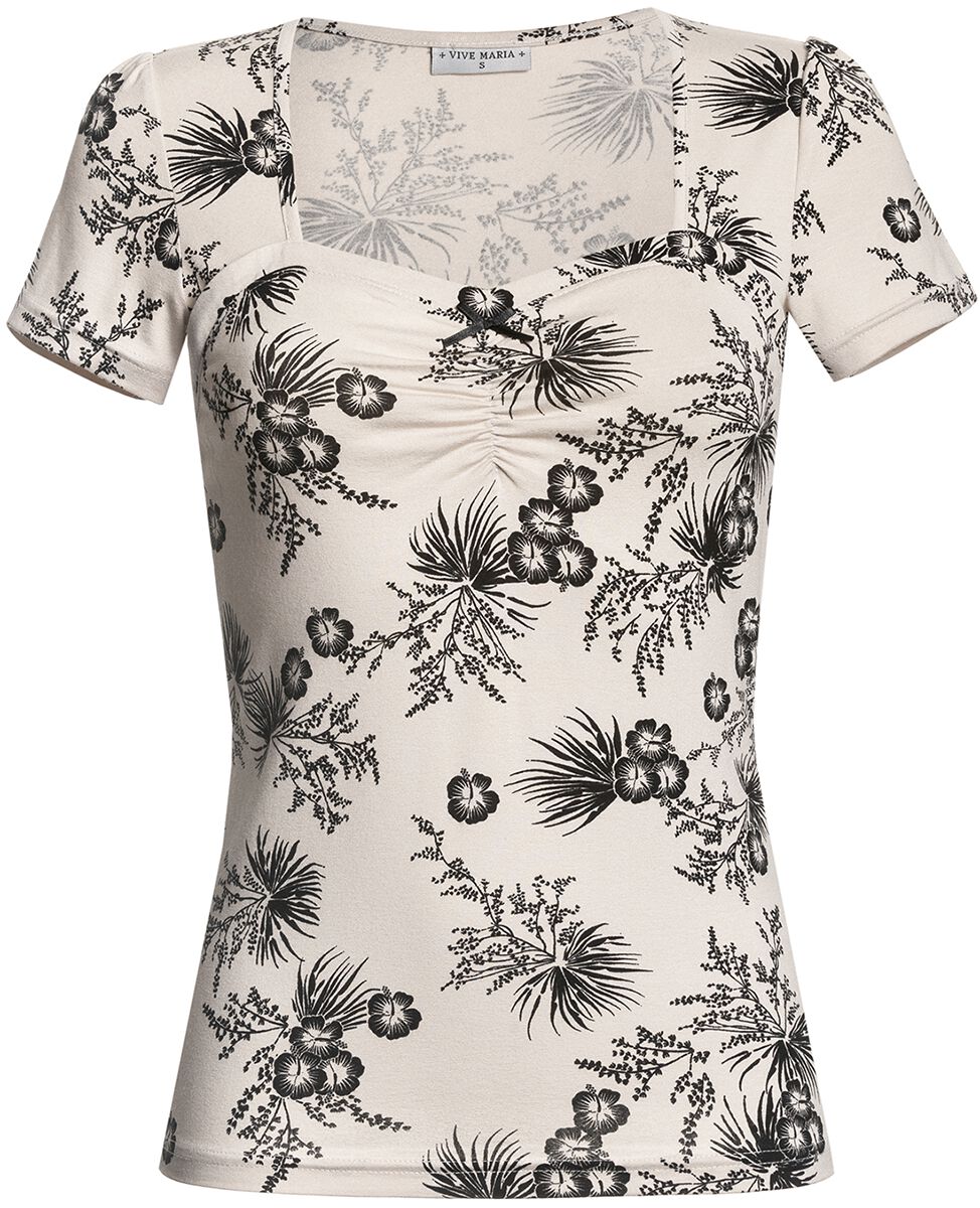 T-Shirt Manches courtes Rockabilly de Vive Maria - Hawaii Summer Shirt - XS à L - pour Femme - crème