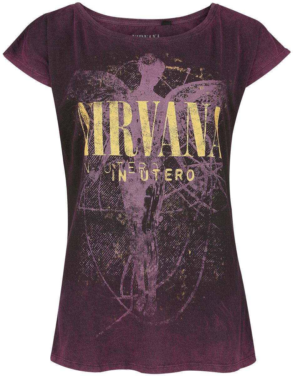 Levně Nirvana In Utero Dye Dámské tričko vínová