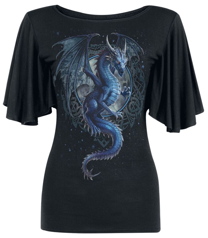 Levně Spiral STORM DRAGON - F Latin BoatNeck Dámské tričko černá
