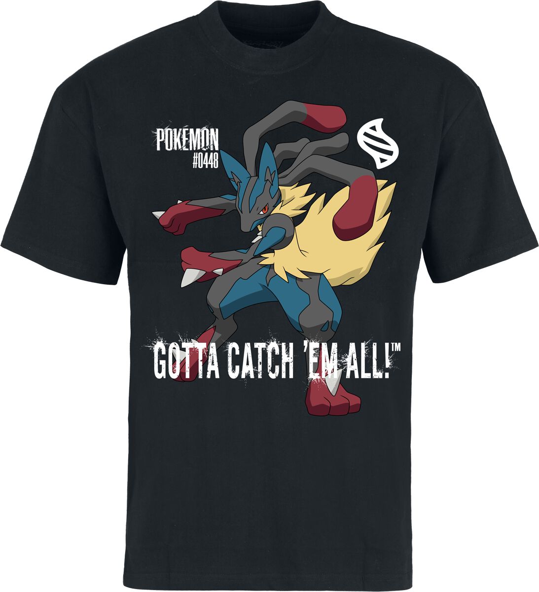 Camiseta  de Pokémon - Mega - Lucario - Hombre - Negro