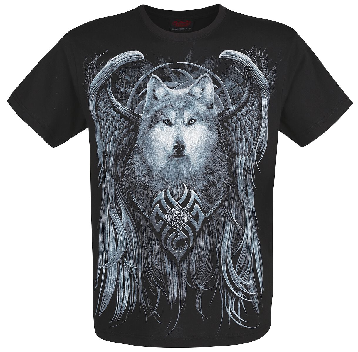 Image of T-Shirt Gothic di Spiral - Wolf Spirit - S a XXL - Uomo - nero