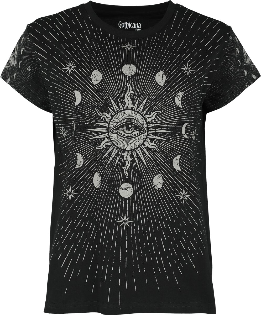 Levně Gothicana by EMP Moon, Sun and Star T-Shirt Dámské tričko černá