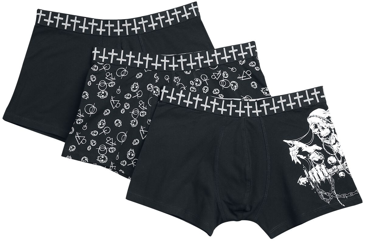 Gothicana by EMP 3 Pack Boxershorts with Prints Boxershort-Set schwarz in S